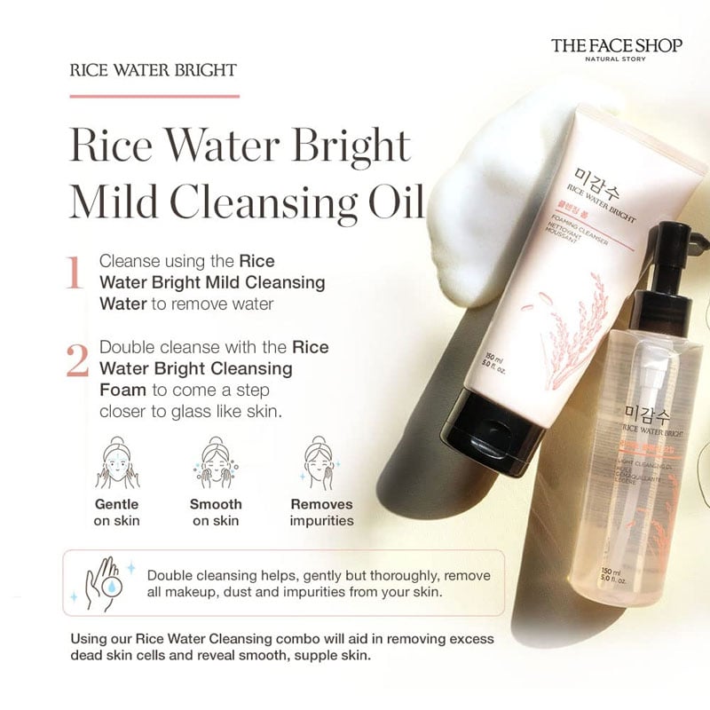 The Face Shop Rice Water Bright Foaming Cleanser 150ml (Korean Brightening Face Wash)